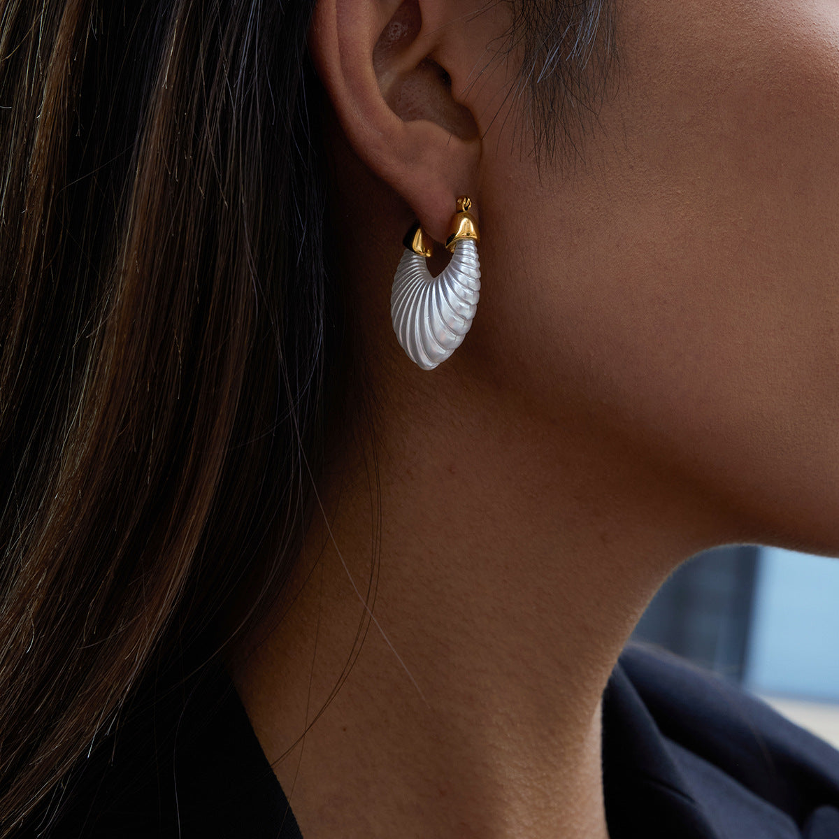 18k Gold, Pearl, Hoop Earrings